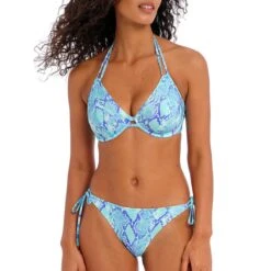 Bas De Bikini à Nouettes Imprimé Serpent Komodo Bay Aqua -Luxe Sable Boutique bas de bikini a nouettes imprime serpent komodo bay aqua 2