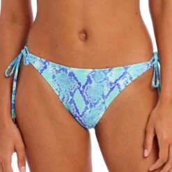 Bas De Bikini à Nouettes Imprimé Serpent Komodo Bay Aqua