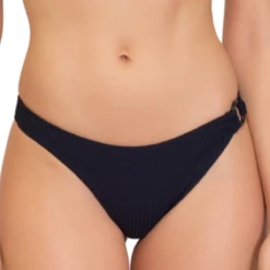 Bas De Bikini Brésilien Côtelé Avec Anneau Ring Noir