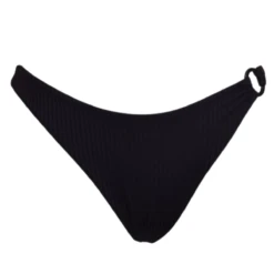 Bas De Bikini Brésilien Côtelé Avec Anneau Ring Noir -Luxe Sable Boutique bas de bikini bresilien cotele avec anneaux ring noir 3