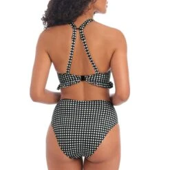 Bas De Maillot Vichy Taille Haute Check In Monochrome -Luxe Sable Boutique bas de maillot vichy taille haute check in monochrome 3