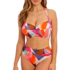Culotte De Bain Drapée Taille Haute Aguada Beach Sunrise -Luxe Sable Boutique culotte de bain drapee taille haute aguada beach sunrise 2
