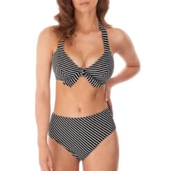 Culotte De Bain échancrée Taille Haute Beach Hut Noir -Luxe Sable Boutique culotte de bain echancree taille haute beach hut noir 2