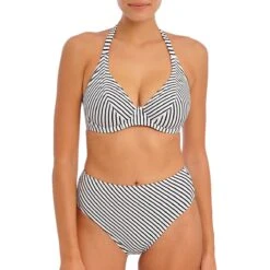 Culotte De Bain échancrée Taille Haute Jewel Cove Stripe Black -Luxe Sable Boutique culotte de bain echancree taille haute jewel cove stripe black 3