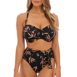 Culotte De Bain Taille Haute Avec Ceinture Luna Bay Lacquered Black -Luxe Sable Boutique culotte de bain taille haute avec ceinture luna bay lacquered black 2