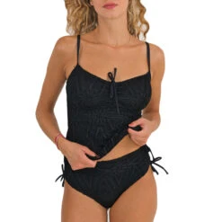 Ensemble Maillot 2 Pièces Tankini Et Culotte Crochet Noir