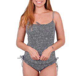 Ensemble Maillot 2 Pièces Tankini Look Noir Et Blanc