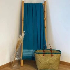 Fouta 0,90x1,70m Tissage Nid D'abeille 300 Gr Doublée éponge Paski Lake -Luxe Sable Boutique fouta 090x170m tissage nid d abeille 300 gr doublee eponge paski lake 2