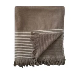 Fouta 0,90x1,70m Tissage Nid D'abeille 300 Gr Doublée éponge Paski Taupe