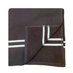 Fouta 0,90x1,70m Tissage Nid D'abeille 355 Gr Doublée éponge Waffle Anthracite