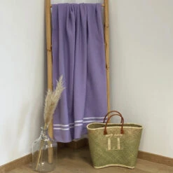 Fouta 0,90x1,70m Tissage Nid D'abeille 355 Gr Doublée éponge Waffle Orchid -Luxe Sable Boutique fouta 090x170m tissage nid d abeille 355 gr doublee eponge waffle orchid 2