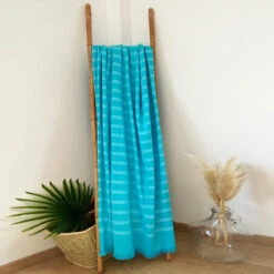 Fouta Doublée éponge 150x180cm Alanya XL Turquoise -Luxe Sable Boutique fouta doublee eponge 150x180cm alanya xl turquoise 2