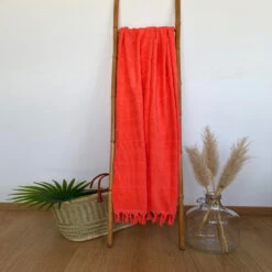 Fouta Doublée éponge 150x180cm Hammam XL Corail -Luxe Sable Boutique fouta doublee eponge 150x180cm hammam xl corail 2