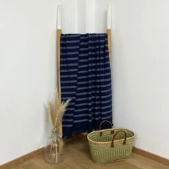 Fouta Doublée éponge 90x160cm Alanya Bleu Marine -Luxe Sable Boutique fouta doublee eponge 90x160cm alanya bleu marine 2