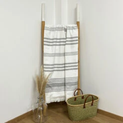 Fouta Doublée éponge 90x160cm Karabuk Gris -Luxe Sable Boutique fouta doublee eponge 90x160cm karabuk gris 2