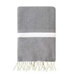 Fouta Traditionnelle En Coton 1x2m En Nid D'abeille Melissa Grey