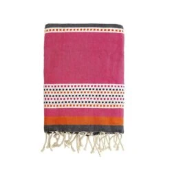 Fouta Traditionnelle En Coton 1x2m Motif Pointillés Banado Orange