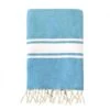Fouta Traditionnelle En Coton 1x2m Unie à 3 Rayures Kozo Azur 1 Fouta Traditionnelle En Coton 1x2m Unie à 3 Rayures Kozo Azur -Luxe Sable Boutique fouta traditionnelle en coton 100 x 200 cm unie a 3 rayures azur
