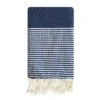 Fouta Traditionnelle En Coton 1x2m En Nid D'abeille Mikanda Navy -Luxe Sable Boutique fouta traditionnelle en coton 1x2m en nid d abeille mikanda navy