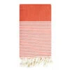 Fouta Traditionnelle En Coton 1x2m En Nid D'abeille Mikanda Orange -Luxe Sable Boutique fouta traditionnelle en coton 1x2m en nid d abeille mikanda orange