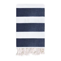 Fouta Traditionnelle En Coton 1x2m Tissage Plat Transat Bleu Marine