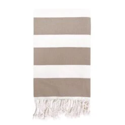 Fouta Traditionnelle En Coton 1x2m Tissage Plat Transat Taupe