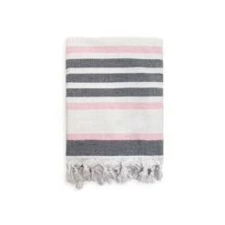 Fouta XL à Rayures Bicolore En Coton Doublée éponge 140x180cm Latigo Candy