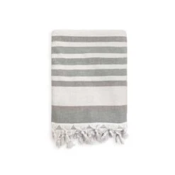 Fouta XL à Rayures Bicolore En Coton Doublée éponge 140x180cm Latigo Desert