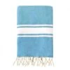 Fouta XL Traditionnelle En Coton 2x2m Unie à 3 Rayures Kozo Azur -Luxe Sable Boutique fouta xl traditionnelle en coton 2x2m unie a 3 rayures kozo azur