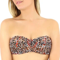 Haut De Maillot Bandeau Imprimé Léopard Tanza Marron