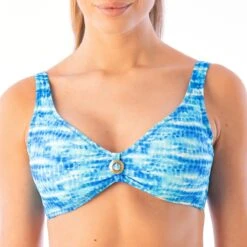 Haut De Maillot De Bain Triangle Coqué à Imprimé Lagon Bleu Luisa