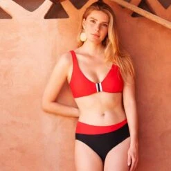 Haut De Maillot De Bain Triangle Coqué Rouge Bianca -Luxe Sable Boutique haut de maillot de bain triangle coque rouge bianca 4