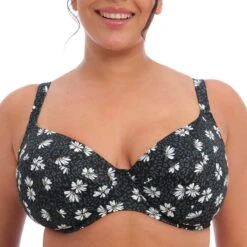 Haut De Maillot Plongeant à Armatures Plain Sailing Black Daisy