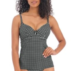 Haut De Maillot Tankini à Armatures Check In Monochrome