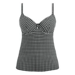 Haut De Maillot Tankini à Armatures Check In Monochrome -Luxe Sable Boutique haut de maillot tankini a armatures check in monochrome 3