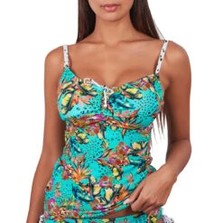 Haut De Maillot Tankini Sans Armatures Imprimé Tropical Monoï