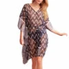 Kaftan De Plage Fluide Avec Ceinture à Motif Croisière Frida -Luxe Sable Boutique kaftan de plage fluide avec ceinture a motif croisiere frida