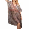Kaftan De Plage Fluide Décolleté En V à Motif Zébré Pilar -Luxe Sable Boutique kaftan de plage fluide decollete en v a motif zebre pilar