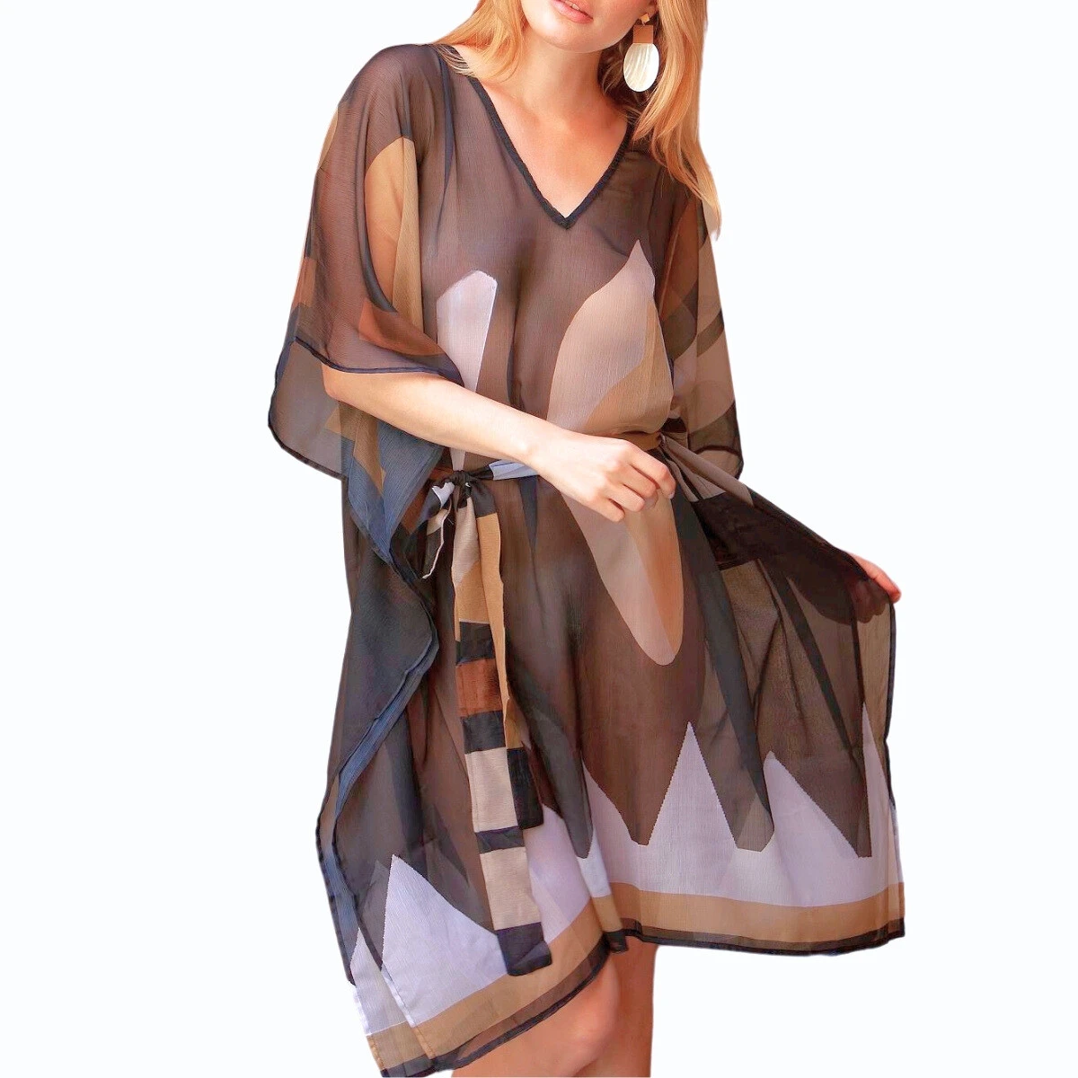 Kaftan De Plage Noir Mariana Avec Formes Géométriques 3 Kaftan De Plage Noir Mariana Avec Formes Géométriques