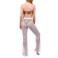 Pantalon De Plage Maille Filet Pailletée Diadème Blanc -Luxe Sable Boutique pantalon de plage maille filet pailletee diademe blanc 2