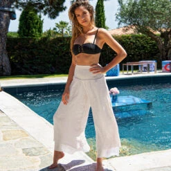 Pantalon De Plage Pétales Ivoire -Luxe Sable Boutique pantalon de plage petales ivoire 4