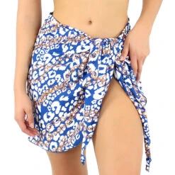 Paréo Court En Lycra Imprimé Animal Et Chaînes Dorées Lavezzi Bleu