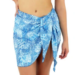 Paréo Court En Lycra Liscia Bleu Turquoise