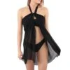 Paréo De Plage Chic Charme Noir -Luxe Sable Boutique pareo de plage charme noir