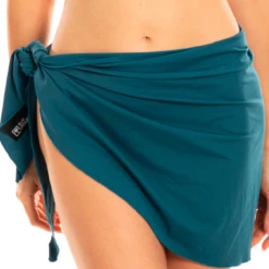 Paréo De Plage Court Vert Uni Chiara