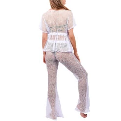 Top De Plage Maille Filet Pailletée Diadème Blanc -Luxe Sable Boutique top de plage maille filet pailletee diademe blanc 2