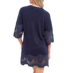 Tunique Chic Avec Guipure Manches 3/4 Dione Ink -Luxe Sable Boutique tunique chic avec guipure manches 34 dione ink 1