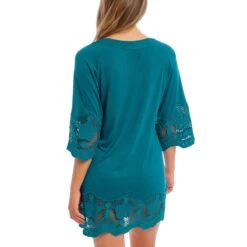 Tunique Chic Avec Guipure Manches 3/4 Dione Petrol -Luxe Sable Boutique tunique chic avec guipure manches 34 dione petrol 2