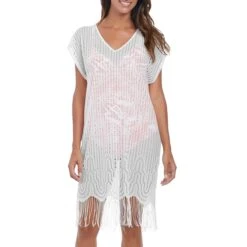 Tunique Crochet Et Franges Antheia Blanc