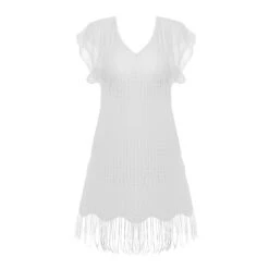 Tunique Crochet Et Franges Antheia Blanc -Luxe Sable Boutique tunique crochet et franges antheia blanc 3